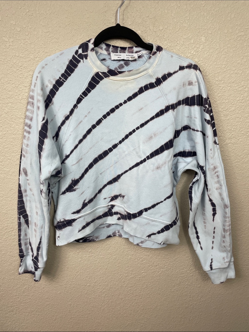 Proenza Schouler Modified Raglan Tie Dye Sweatshirt Blue Sz XS